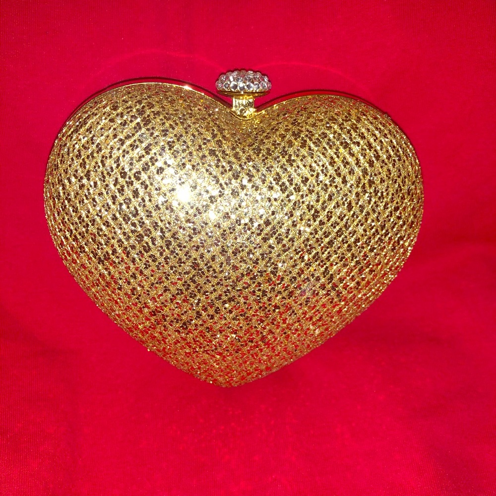 Gold heart shaped cocktail purse